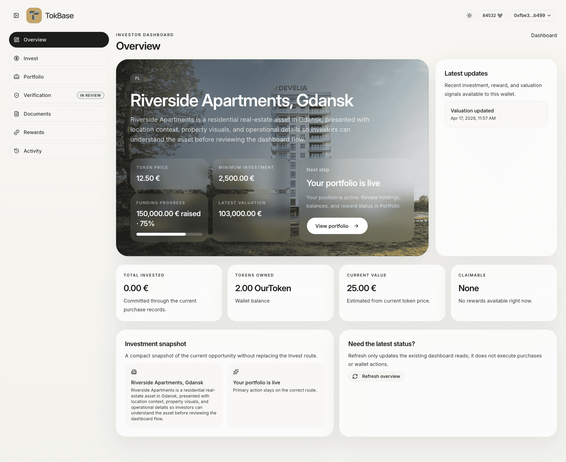 Investor dashboard overview screen